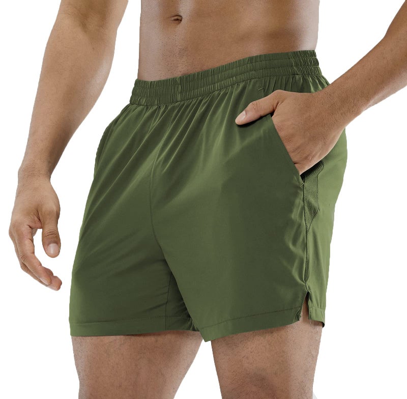 MIER Running Shorts for Men 5 Inch Inseam Quick Dry Gym Workout Athletic Shorts with Pockets, Army Green, M - Image 1